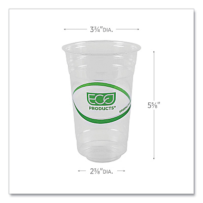 Eco-Products GreenStripe Renewable and Compostable Cold Cups, 20 oz, Clear, 50/Pack, 20 Packs/Carton (ECOEPCC20GS)
