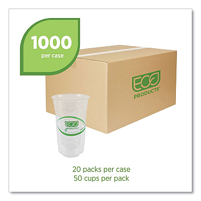 Eco-Products GreenStripe Renewable and Compostable PLA Cold Cups, 24 oz, 50/Pack, 20 Packs/Carton (ECOEPCC24GS)
