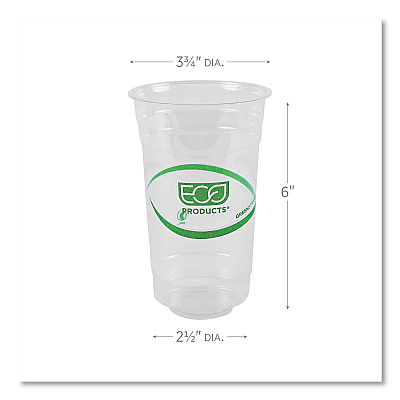 Eco-Products GreenStripe Renewable and Compostable PLA Cold Cups, 24 oz, 50/Pack, 20 Packs/Carton (ECOEPCC24GS)