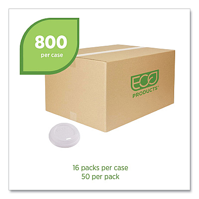 Eco-Products EcoLid Renewable/Compostable Hot Cup Lids, PLA, Fits 8 oz Hot Cups, 50/Packs, 16 Packs/Carton (ECOEPECOLID8)