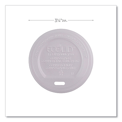 Eco-Products EcoLid Renewable/Compostable Hot Cup Lids, PLA, Fits 8 oz Hot Cups, 50/Packs, 16 Packs/Carton (ECOEPECOLID8)
