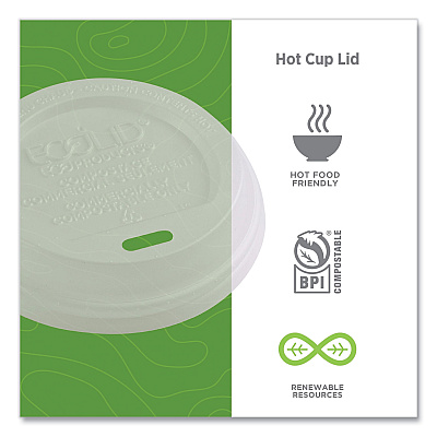 Eco-Products EcoLid Renewable/Compostable Hot Cup Lids, PLA, Fits 8 oz Hot Cups, 50/Packs, 16 Packs/Carton (ECOEPECOLID8)