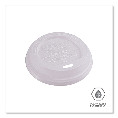 Eco-Products EcoLid Renewable/Compostable Hot Cup Lids, PLA, Fits 8 oz Hot Cups, 50/Packs, 16 Packs/Carton (ECOEPECOLID8)