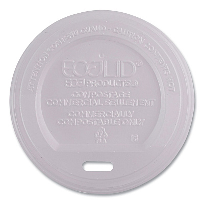 Eco-Products EcoLid Renewable/Compostable Hot Cup Lids, PLA, Fits 8 oz Hot Cups, 50/Packs, 16 Packs/Carton (ECOEPECOLID8)