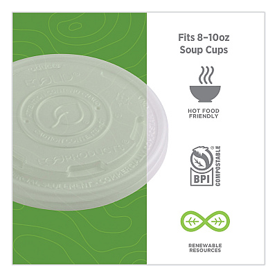 Eco-Products World Art PLA-Laminated Soup Container Lids, Fits 8 oz Sizes, Translucent, Plastic, 50/Pack, 20 Packs/Carton (ECOEPECOLIDSPS)