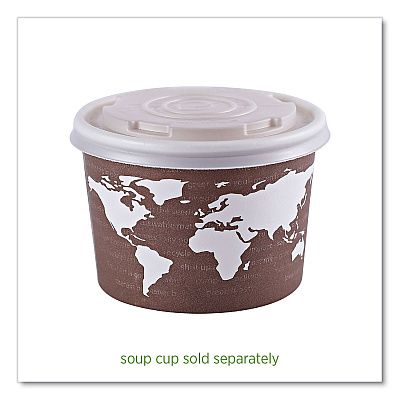 Eco-Products World Art PLA-Laminated Soup Container Lids, Fits 8 oz Sizes, Translucent, Plastic, 50/Pack, 20 Packs/Carton (ECOEPECOLIDSPS)