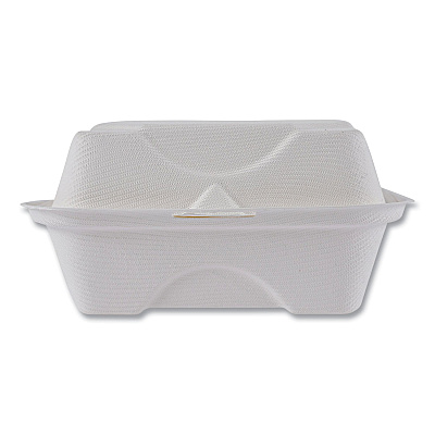 Eco-Products Vanguard Renewable and Compostable Sugarcane Clamshells, 6 x 6 x 3, White, 500/Carton (ECOEPHC6NFA)