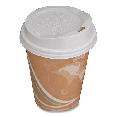 Eco-Products EcoLid 25% Recycled Content Hot Cup Lid, White, Fits 8 oz Hot Cups, 100/Pack, 10 Packs/Carton (ECOEPHL8WR)