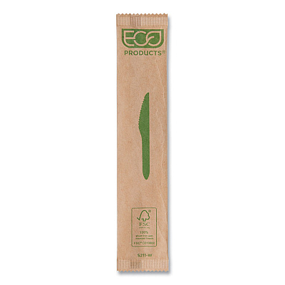 Eco-Products Wood Cutlery, Knife, Natural, 500/Carton (ECOEPS211W)