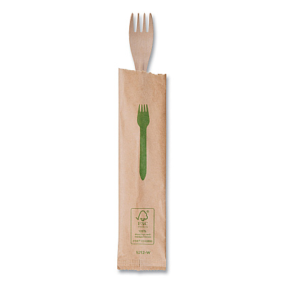 Eco-Products Wood Cutlery, Fork, Natural, 500/Carton (ECOEPS212W)