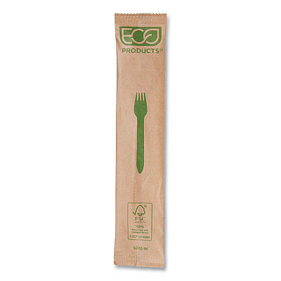 Eco-Products Wood Cutlery, Fork, Natural, 500/Carton (ECOEPS212W)
