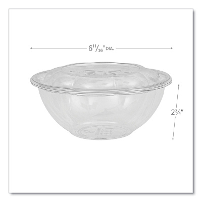 Eco-Products Renewable and Compostable Salad Bowls with Lids, 24 oz, Clear, Plastic, 50/Pack, 3 Packs/Carton (ECOEPSB24)