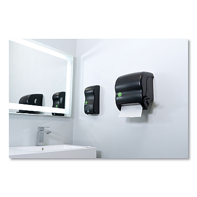 San Jamar ecoLogic Rely Manual Foam Soap and Sanitizer Dispenser, 900 mL, 5,5 x 4,5 x 9.25, Black (SJMSF900REBK)