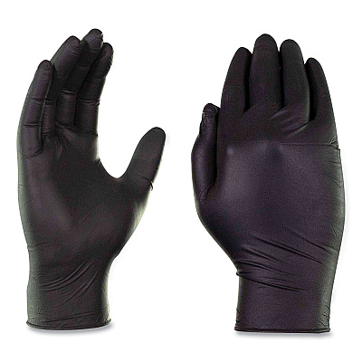 X3 by AMMEX Industrial Nitrile Gloves, Powder-Free, 3 mil, Large, Black, 100/Box, 10 Boxes/Carton (AXCBX346100)