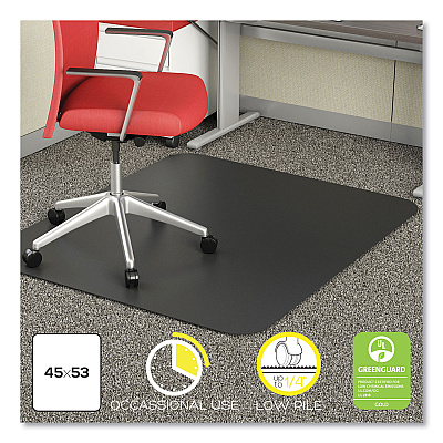 deflecto EconoMat Carpet Chair Mat, Rectangular, 45 x 53, Black (DEFCM11242BCOM)