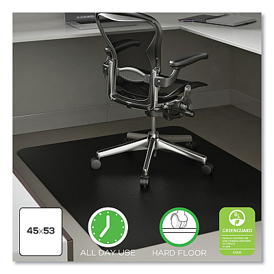 deflecto Economat Hard Floor Chair Mat, Rectangular, 45 x 53, Black (DEFCM21242BCOM)