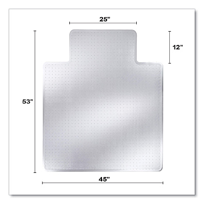 deflecto DuraMat Moderate Use Chair Mat for Low Pile Carpeting, Lipped, 45 x 53, Clear, 50/Pallet (DEFCM13233B50)