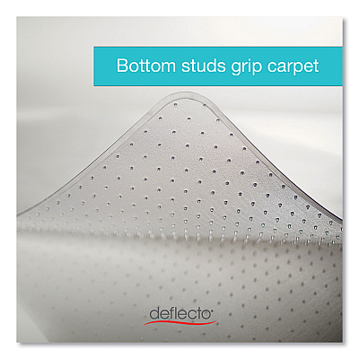 deflecto DuraMat Moderate Use Chair Mat for Low Pile Carpeting, Lipped, 45 x 53, Clear, 50/Pallet (DEFCM13233B50)