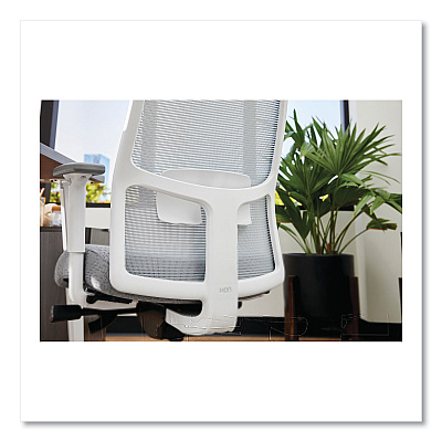 HON Ignition 2.0 4-Way Stretch Mid-Back Mesh Task Chair, 17" to 21" Seat Height, Basalt Seat, Fog Back, Designer White Base (HONI2MM2AFA25WX)