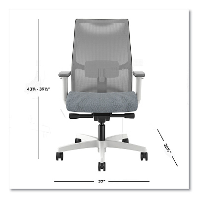 HON Ignition 2.0 4-Way Stretch Mid-Back Mesh Task Chair, 17" to 21" Seat Height, Basalt Seat, Fog Back, Designer White Base (HONI2MM2AFA25WX)