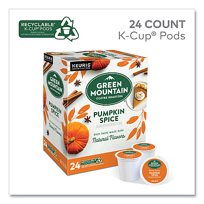 Green Mountain Coffee Roasters Roasters Roasters Fair Trade Certified Pumpkin Spice Flavored Coffee K-Cups, 96/Carton (GMT6758CT)