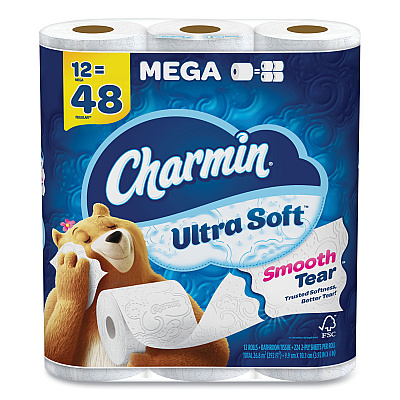 Charmin Ultra Soft Bathroom Tissue, Mega Roll, Septic Safe, 2-Ply, White, 224 Sheets/Roll, 12 Rolls/Pack (PGC08813PK)