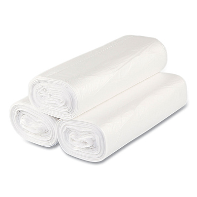 Inteplast Group High-Density Commercial Can Liners, 33 gal, 16 mic, 33" x 40", Clear, Interleaved Roll, 25 Bags/Roll, 10 Rolls/Carton (IBSS334016N)