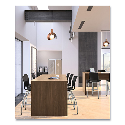 HON Motivate Four-Leg Cafe Height Stool, Supports Up to 300 lb, 30" Seat Height, Onyx Seat, Onyx Back, Platinum Base (HONMG5NEONPLAT)