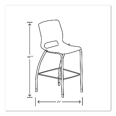 HON Motivate Four-Leg Cafe Height Stool, Supports Up to 300 lb, 30" Seat Height, Onyx Seat, Onyx Back, Platinum Base (HONMG5NEONPLAT)