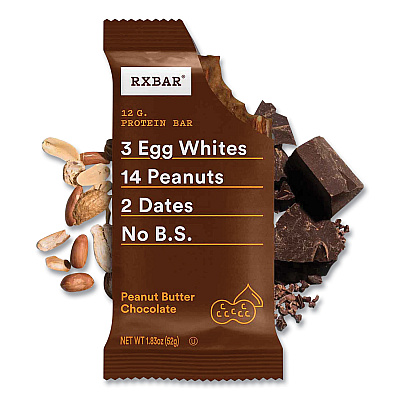 RXBAR Adult Bars, Peanut Butter Chocolate, 1.83 oz Bar, 5 Bars/Pack, 2 Packs/Carton (GRR60000770)