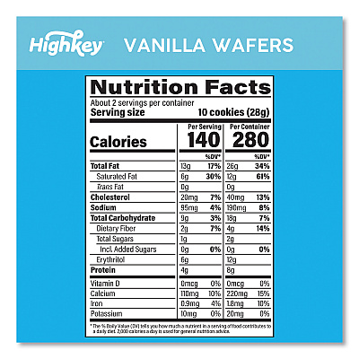 HighKey Vanilla Wafer, Vanilla, 2 oz Packet, 6/Carton (GRR60000272)