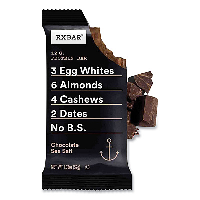 RXBAR Adult Bars, Chocolate Sea Salt, 1.83 oz Bar, 5 Bars/Box, 2 Boxes/Carton (GRR60000742)