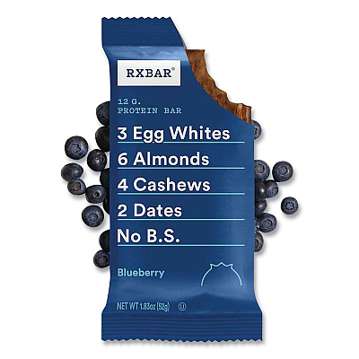 RXBAR Adult Bars, Blueberry, 1.83 oz Bar, 5 Bars/Box, 2 Boxes/Carton (GRR60000741)