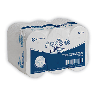 Georgia Pacific Professional Angel Soft ps Compact Coreless Premium Bathroom Tissue, 2-Ply, White, 660 Sheets/Roll, 18/Carton (GPC19379)
