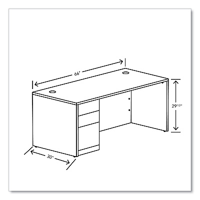 HON 10500 Series Single Pedestal Desk, Left Pedestal: Box/Box/File, 66" x 30" x 29.5", Kingswood Walnut (HON105898LLKI1)