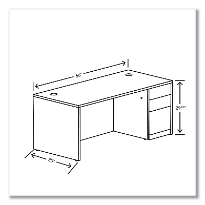 HON 10500 Series Single Pedestal Desk, Right Pedestal: Box/Box/File, 66" x 30" x 29.5", Pinnacle (HON105897RPINC)