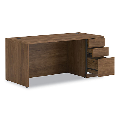 HON 10500 Series Single Pedestal Desk, Right Pedestal: Box/Box/File, 66" x 30" x 29.5", Pinnacle (HON105897RPINC)
