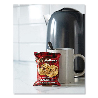 Walkers Shortbread Cookies, Chocolate Chip, 1.4 oz Pack, 2/Pack, 20 Packs/Box (OFX1537D)