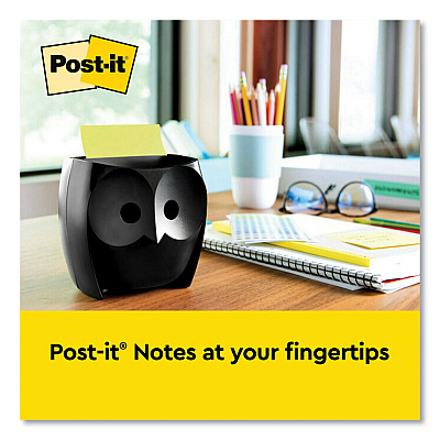 Post-it Pop-up Notes Owl-Shaped Dispenser, For 3 x 3 Pads, Black, Includes 45-Sheet Citron Super Sticky Dispenser Pop-Up Pad (MMMOWL330BK)