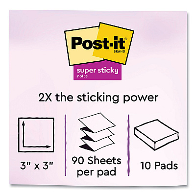 Post-it Notes Super Sticky Pads in Summer Joy Collection Colors, 1.88" x 1.88", 90 Sheets/Pad, 8 Pads/Pack (MMM6228SSJOY)