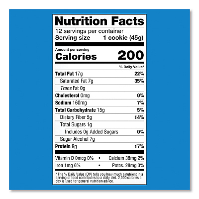 Lenny & Larry's Keto Chocolate Chip Cookie, Chocolate Chip, 1.6 oz Packet, 12/Pack (GRR22002083)