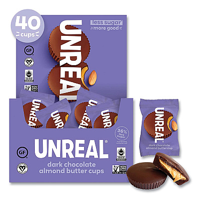 UNREAL Dark Chocolate Almond Butter Cups, 0.53 oz, Individually Wrapped, 40/Pack (GRR22002089)