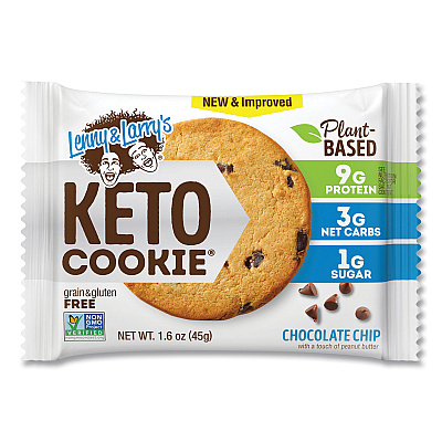 Lenny & Larry's Keto Chocolate Chip Cookie, Chocolate Chip, 1.6 oz Packet, 12/Pack (GRR22002083)