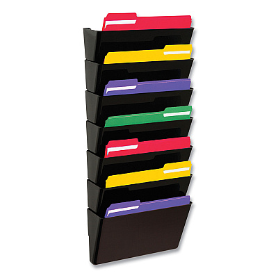 deflecto EZ Link Stackable DocuPocket, 7 Sections, Letter Size, 13" x 4" x 14" to 19", Black (DEF73704)