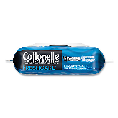 Cottonelle Fresh Care Flushable Cleansing Cloths, 1-Ply, 3.75 x 5.5, White, 42/Pack, 12 Packs/Carton (KCC44932CT)