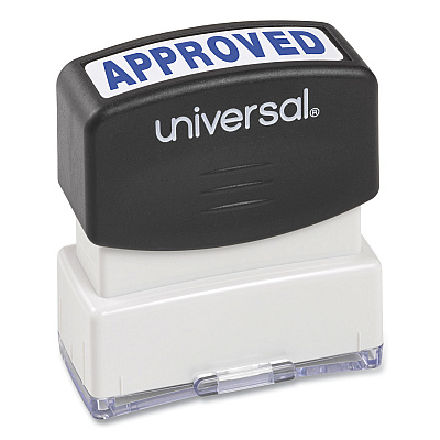 Universal Message Stamp, APPROVED, Pre-Inked One-Color, Blue (UNV10043)