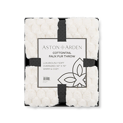 Aston & Arden Cottontail Faux Fur Throw 50x70 Ivory, Case Of 3 (TH-FF-5070-IV)