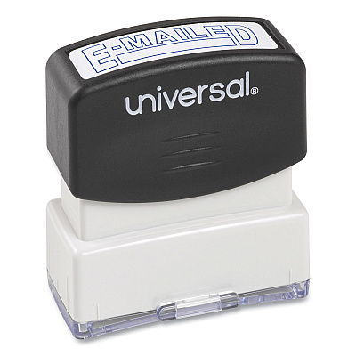 Universal Message Stamp, E-MAILED, Pre-Inked One-Color, Blue (UNV10058)