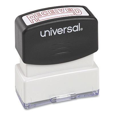 Universal Message Stamp, RECEIVED, Pre-Inked One-Color, Red (UNV10067)