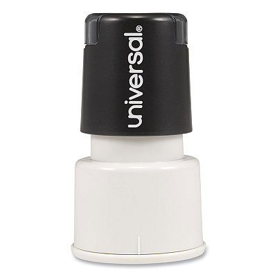 Universal Round Message Stamp, CHECK MARK, Pre-Inked/Re-Inkable, Red (UNV10075)